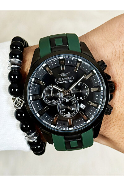 FERRO Green Silicone Cord Men's Wristwatch Fm11379Dwt-Zf2 Functions Active 3A...