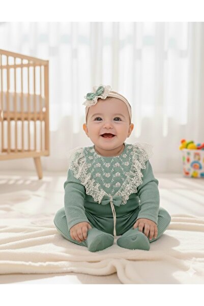 MİNİBORN BEBEK KIZ UZUN KOLLU RAPORLU ÇİÇEK TULUM