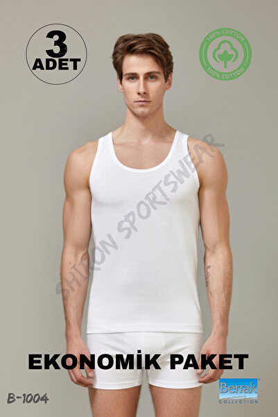 Shiron Sportswear&Company قميص داخلي رجالي أبيض من القطن الممشط مكون من 3 قطع...