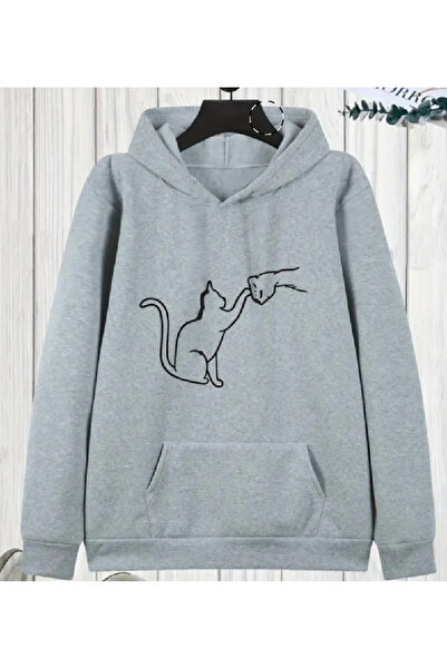 Oceanwear سويت شيرت بقلنسوة للجنسين من Cat مطبوع