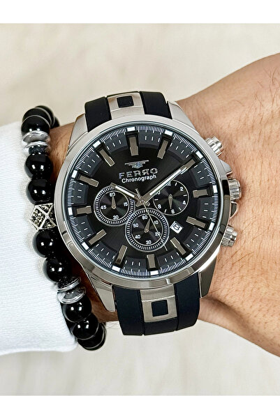 FERRO Siyah Silikon Kordon Erkek Kol Saati FM11379DWT-J Fonksiyonları Aktif 3...