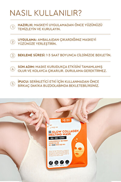 Mjcare Glow Collagen Melting Mask - Hydrojel Şeffaflaşan Eriyen Maske 2'li