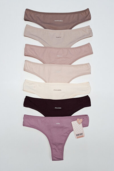 Dominant Chiloți brazilieni din bumbac pentru femei, pachet de 7