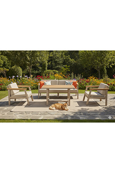 zerkaconcept Alvaro Alüminyum Oturma Grubu Bahçe Balkon Koltuk Takımı 3+1+1+Masa