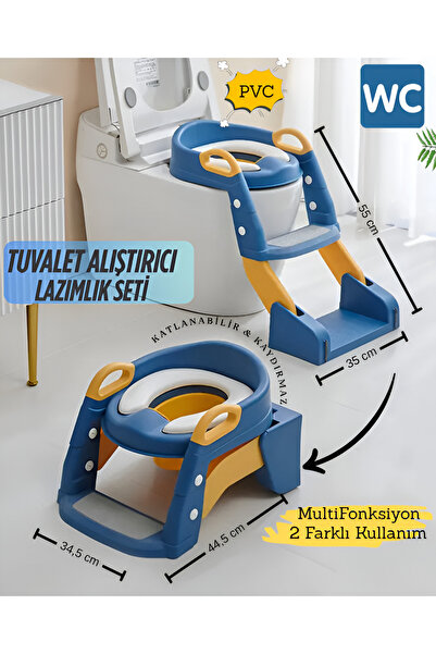İTHALCİM Tuvalet Alıştırıcı Eğitim Çocuk Adaptör Merdivenli Klozet Adaptörü L...