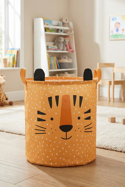 PRENDİ HOME صندوق تخزين منظم لغرفة الأطفال والرضع بتصميم نمر مقاس 37 × 40 - س...