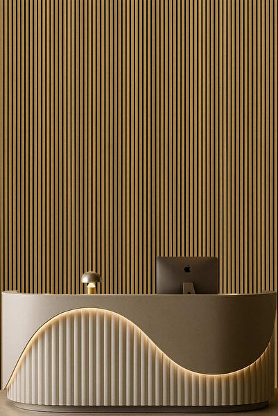shop Mdf Ahşap Akustik Duvar Paneli 100x275 Cm - Teak