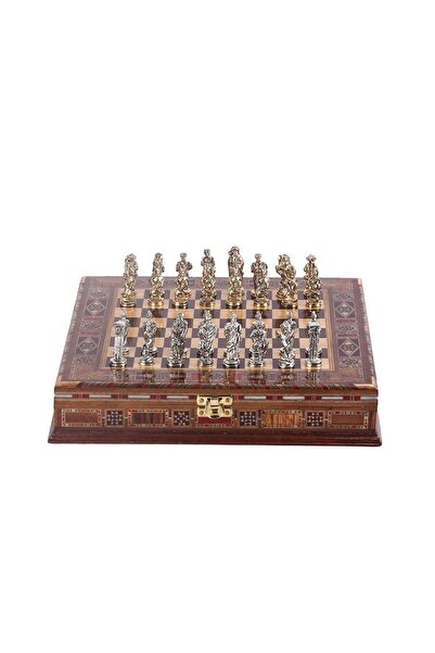Gift Home Küçük Boy Metal Osmanlı Bizans Satranç Takımı Parlak Ve El Yapımı M...