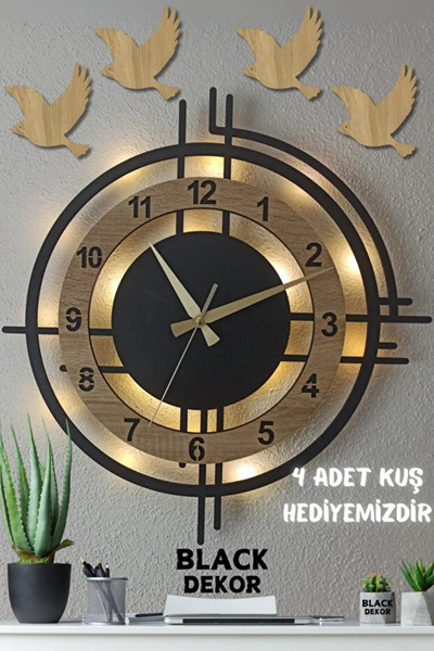 Blackdekor Sonoma Renkli Led Işıklı Duvar Saati | Modern Ve Şık 50 Cm Dekoratif Saat