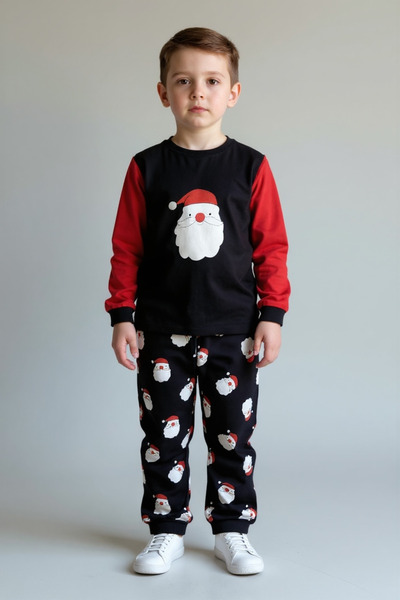 Soft and Baby طقم بيجامة عيد الميلاد للأولاد سانتا كلوز للعام الجديد