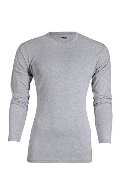 YILDIZ 87 Gray Lycra Long Sleeve Men's T-Shirt Athlete
