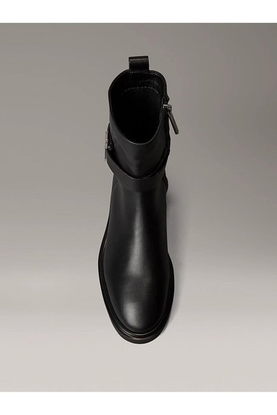 Calvin Klein Metal Logolu Bilek Boy Kadın Siyah Bot HW0HW02663-BEH
