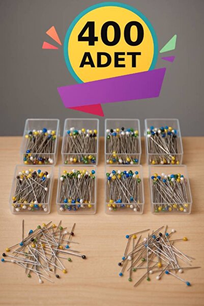 nistabolje 8 Kutu(400 ADET)Renkli Eşarp İğnesi Standart Başörtü İğnesi Türban...