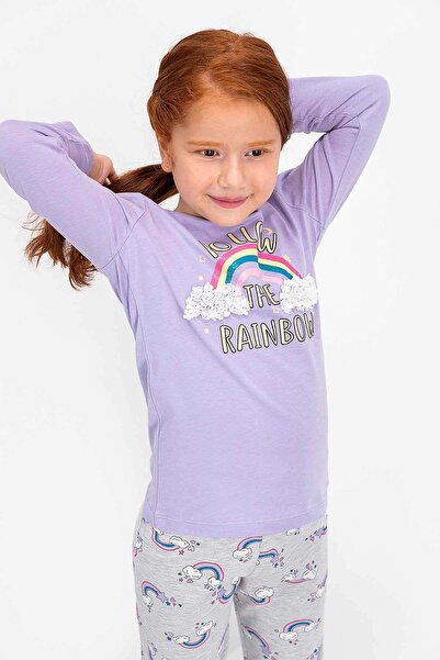 ROLY POLY 2455 طقم بيجامة بأكمام طويلة للفتيات من Follow The Rainbow Lilac