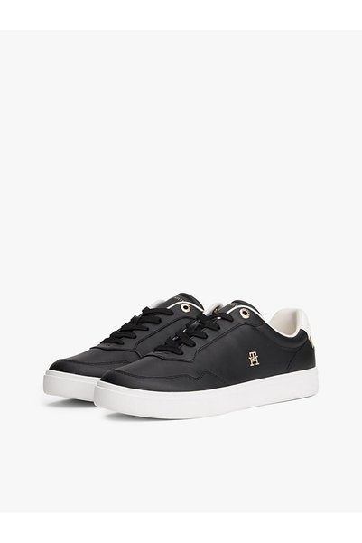 Tommy Hilfiger Women's Th Monogram Plaque Court Sneakers - Black