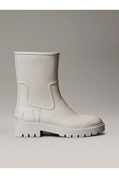 Calvin Klein Women's Thick Soled Rain Boots with Side Panels - Cream