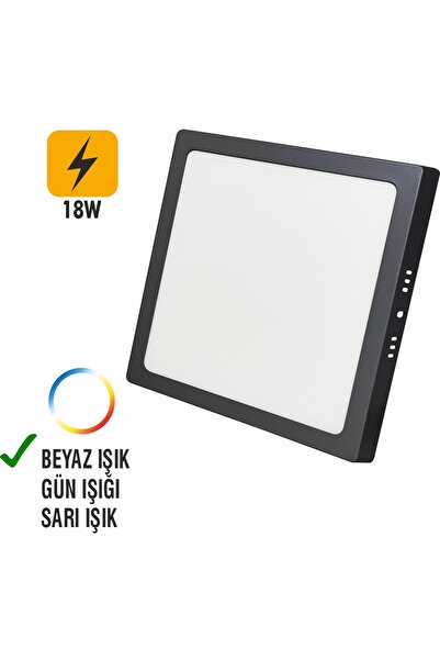 Genel Markalar 18 W Led Panel - Beyaz Işık (6500k) - Siyah Kasa - Kare - Sıva Üstü