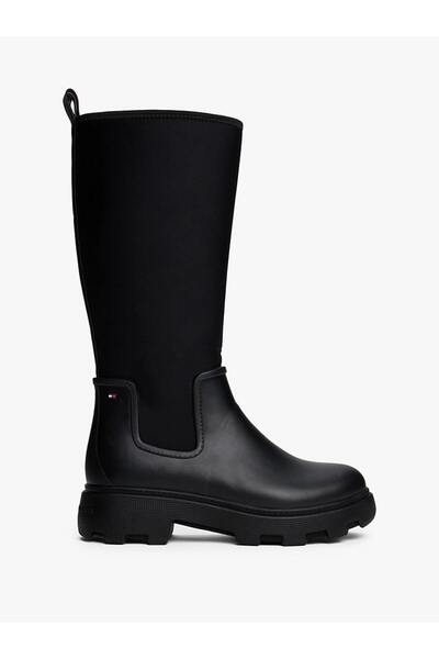 Tommy Hilfiger Kadın Warm Lined Fermuarlı Uzun Yağmur Çizmesi - Siyah