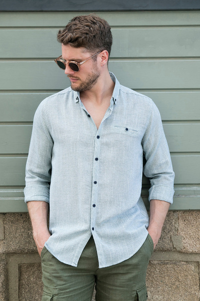 Buratti 100% бавовняна сорочка Slim Fit з довгими рукавами для чоловіків СОРО...