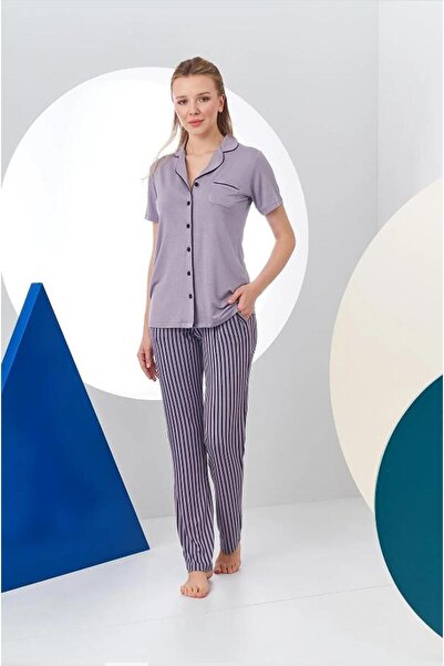 Pjs Pijama Pjs 24156 Γυναικείο κοστούμι πιτζάμα με ριγέ κουμπιά
