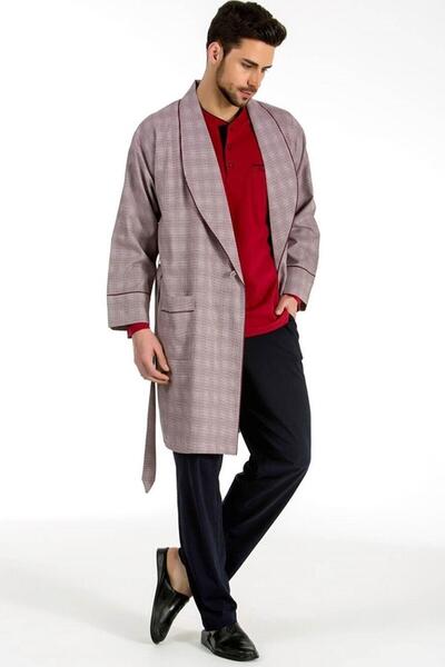 Pierre Cardin 5540 بيجامة العريس باللون الأحمر الداكن مع شورت المهر ومجموعة م...