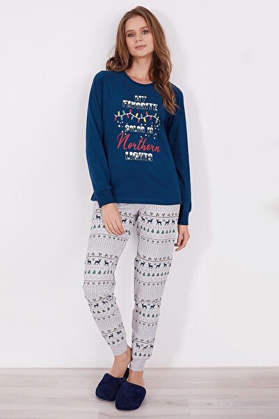 ROLY POLY 2917 My Favorite Color Is Northern Nights Lacivert Kız Çocuk Uzun Kol Pijama Takım