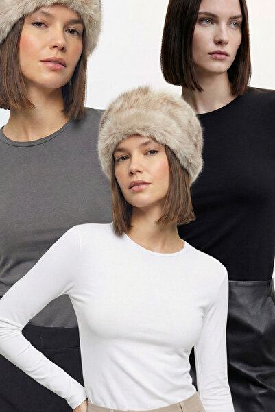 VODENS 3 Pack Crew Neck - 100% Cotton Ultra Soft Basic Μπλούζα, Μαύρο και άσπ...