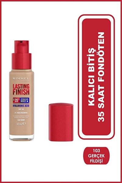 Rimmel كريم أساس Lasting Finish 35 Hour من ريميل لندن، لون 103 True Ivory، تغطية كاملة، 30 مل (1 أونصة)