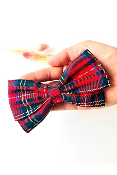 seyranat Kırmızı İskoç Ekose Kareli Desenli Pamuklu Lüx Otomatik Klipsli Kız ...