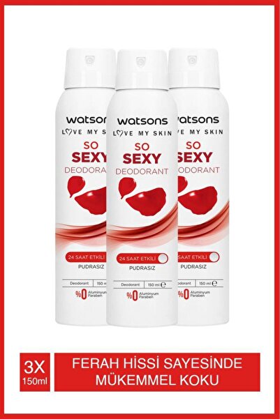 Watsons So Sexy Deodorant Deodorant Sprey Pudrasız 3x150ml
