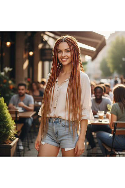 Mina Peruk Afrika Örgüsü Ve Rasta İçin Sentetik Ombreli Saç - Bakır / Karamel