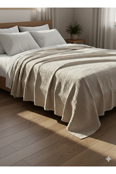 TekStilize غطاء سرير مزدوج من القطن 100% بـ 6 طبقات من الموسلين - نسيج فائق ا...