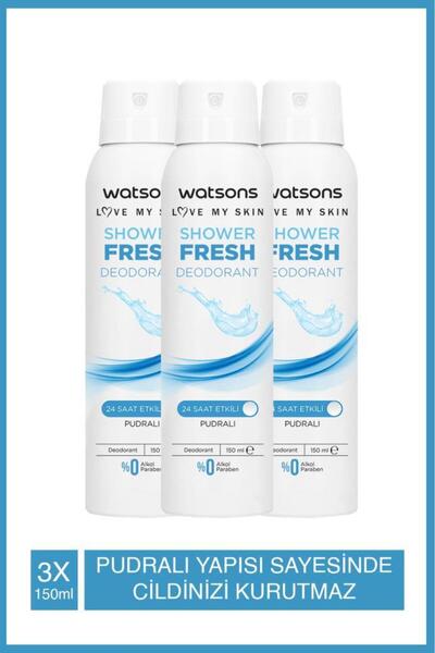 Watsons Shower Fresh Deodorant Sprey Pudralı 3x150ml