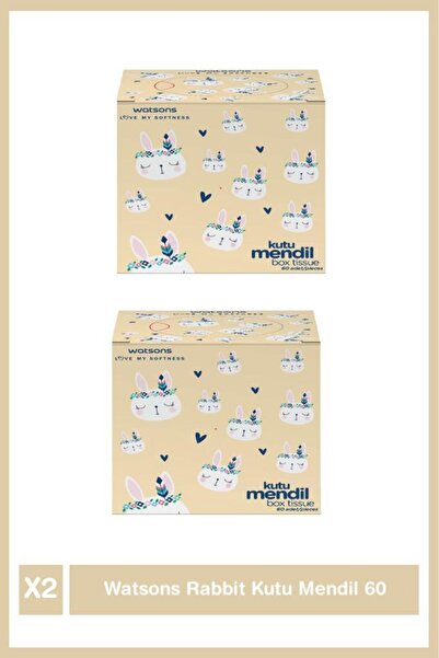 Watsons Box Tissue 60S 3 Ply Rabbit Rabbit Kutu Mendil 60 Adet*2 Adet