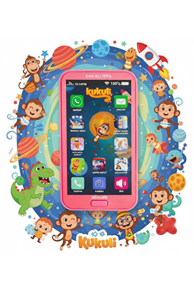 KARYIL Kukuli Oyuncak Telefon 12 Fonksiyonlu Türkçe Sesli Müzikli Pembe Renk