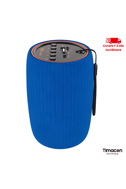 Tim Boxă Portabilă Bluetooth,USB,AUX–Sunet Clar,Compactă,Design Elegant, Albastru