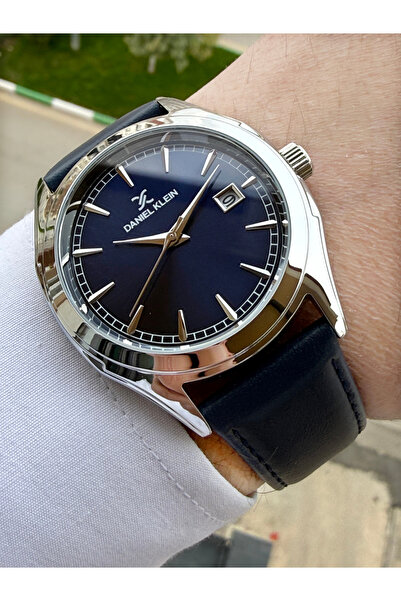Daniel Klein Lacivert Deri Kordonlu Takvimli Erkek Kol Saati