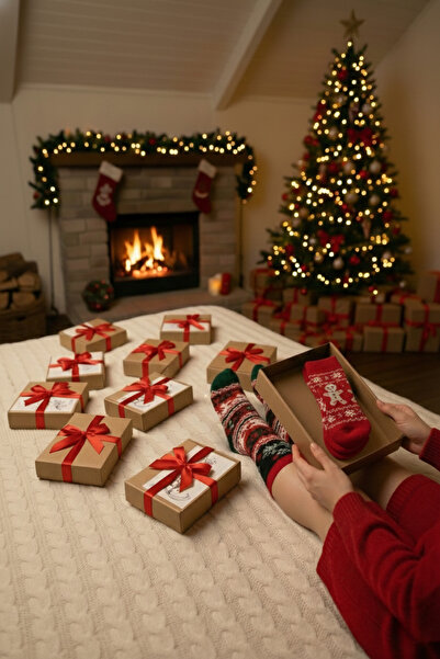 Oxford Sport 10 Adet Yılbaşı Hediye Paketi Seti/10 çift Yeni Yıl Çorabı/10 Lü...