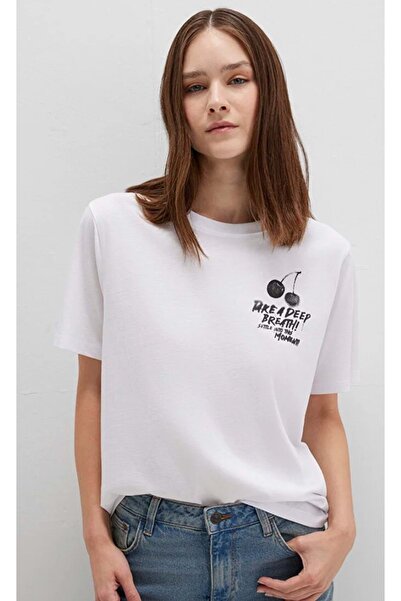 Mavi M1613484 Baskılı T-Shirt Kadın Tişört BEYAZ