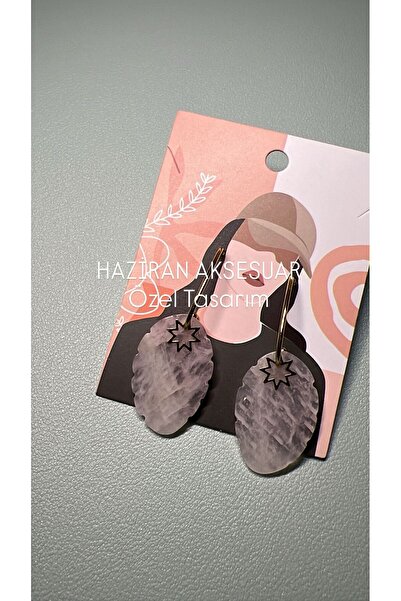 Haziran Accessory Oval Cut Natural Glass Stone Pink Quartz, Dangle Women's Ea...