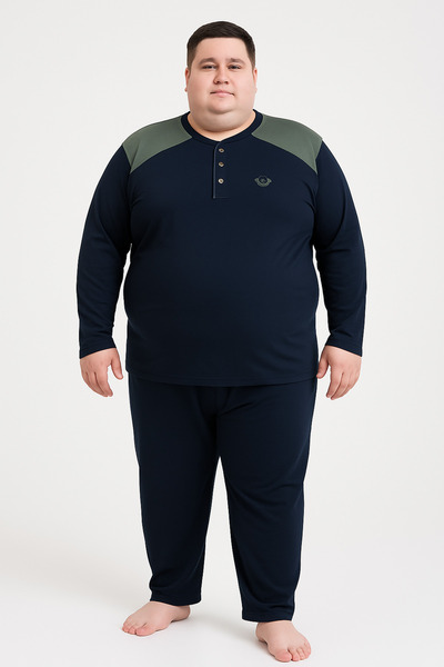 Mutlu City طقم بيجامة رجالي عالي الجودة من القطن الممشط مقاس كبير 18540