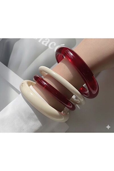 İnci Mercan Bujiteri 4 Parça Kemik Akrilik Bilezik Seti - 4 Parça Kemik Akril...