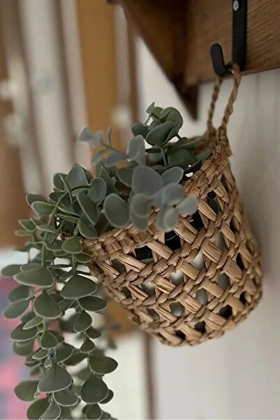 HAKİCİ Dekoratif Çok Amaçlı Doğal El Yapımı Hasır Saksı Sepet / 10x10CM
