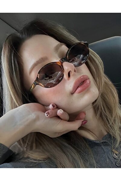 MONAL نظارات شمسية MIUW LEOPARD بيضاوية الشكل من الزجاج البني