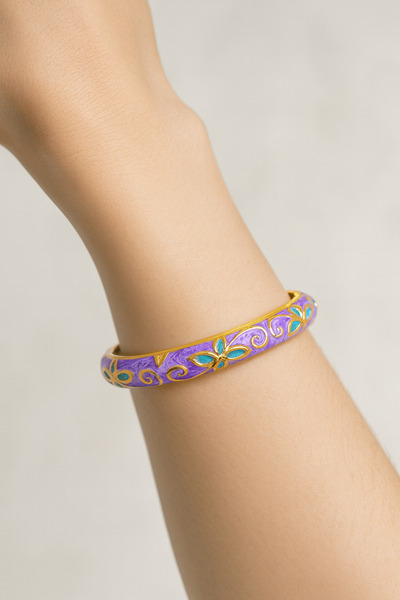 ATLASAKSESUARR Renkli Mineli Çiçek Desenli Çelik Kelepçe Bileklik