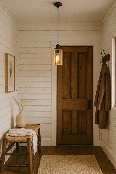 retro home design Tekli ( Mika Camlı ) Rulo Bal Camlı Sarkıt Salon Mutfak Hol Antre Modern Avize