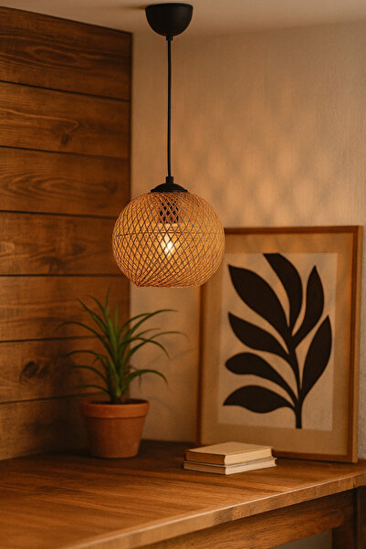 Avize Hasır Ipli Top Sarkıt Natural Lighting Nl021 21 Cm