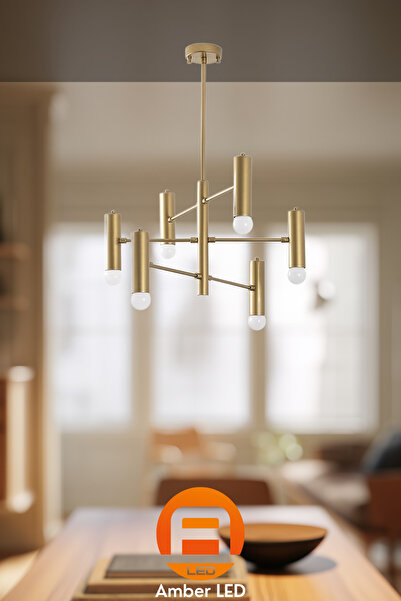 AmberLED Modern Metal Gövdeli Avize Parlak Gold Salon ve Yatak Odası İçin E27...