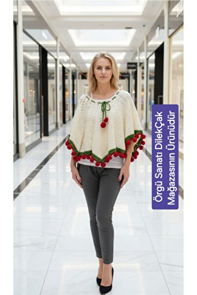 Örgü Sanatı DilekÇak Çiçek Buketi Tasarım Panço 130 Cm Çap 112 Adet Çiçek Buk...