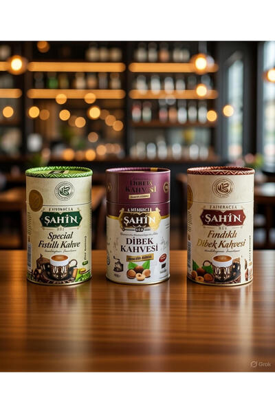 Mırracı Şahin Bey Fıstıklı + Fındıklı + Sade Dibek Kahvesi 3'ü Bir Arada